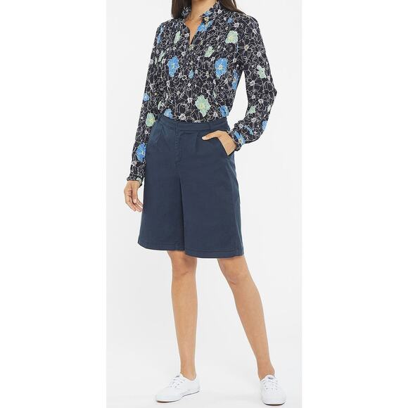 NYDJ Relaxed Bermuda Shorts Oxford Navy 12 NEW - Picture 1 of 12